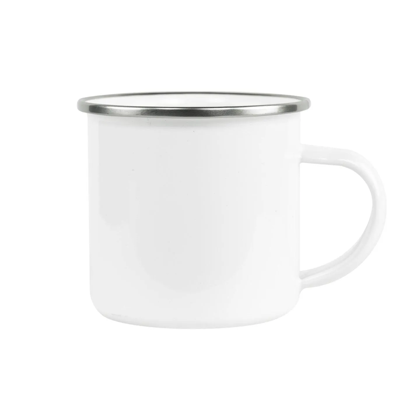 12 oz  Fine SS Enamel Cup - Silver Rim