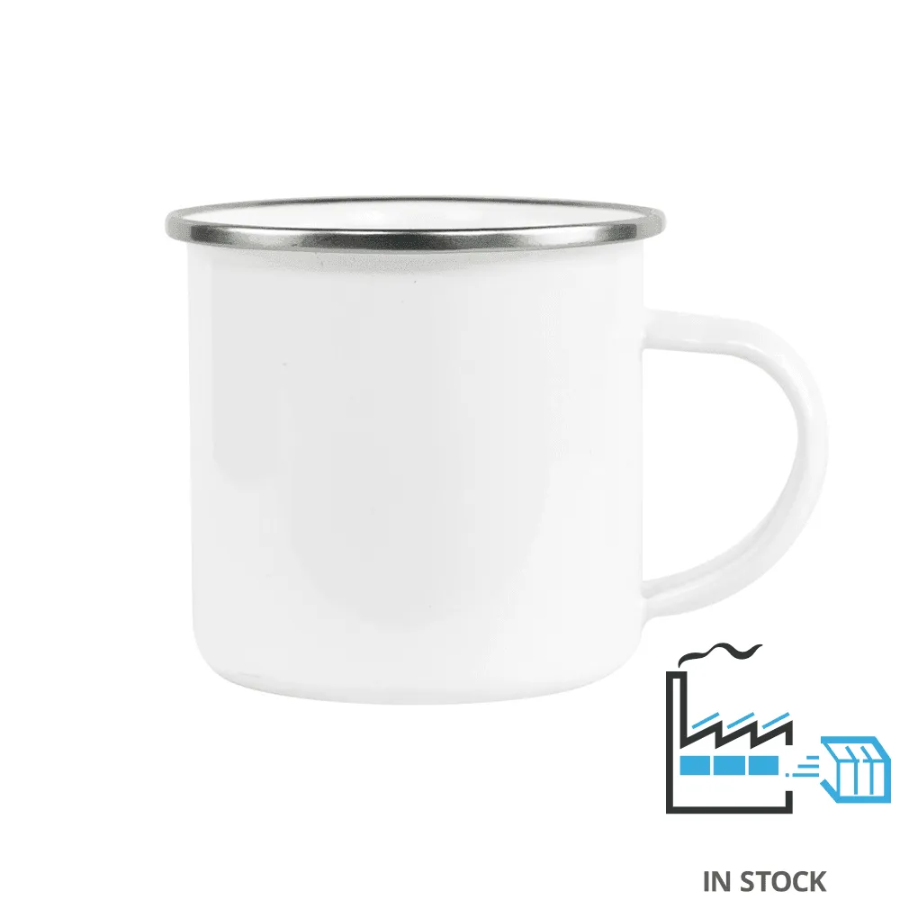 12 oz  Fine SS Enamel Cup - Silver Rim