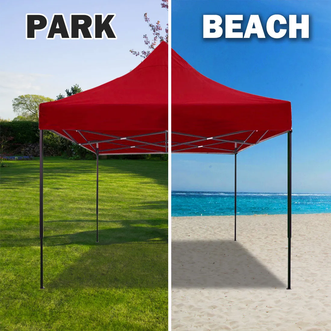 3x3m Pop Up Gazebo Outdoor Tent Folding Marquee Party Camping Market Canopy - red