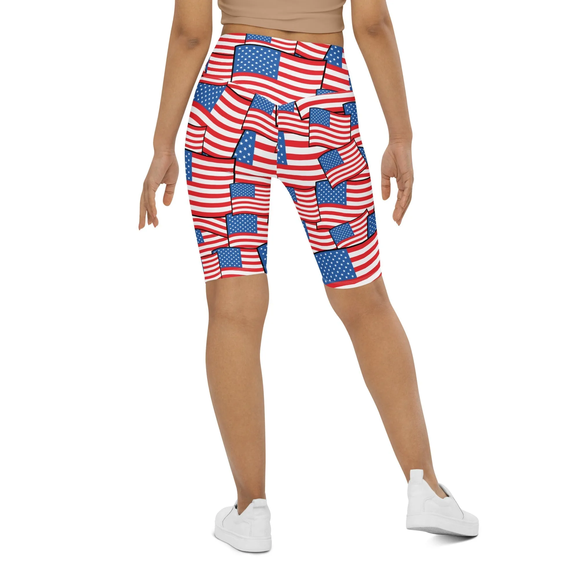 American Flag Pattern Biker Shorts