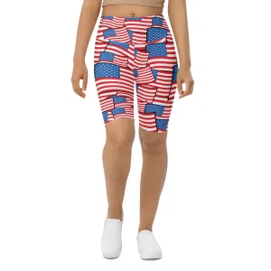 American Flag Pattern Biker Shorts