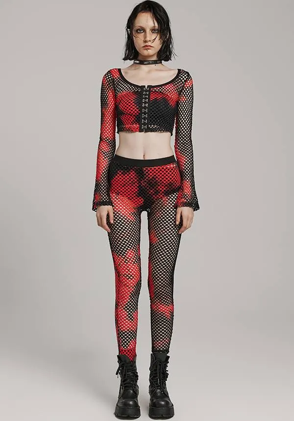 Badriyah Fishnet [Black/Red] | CROP TOP*