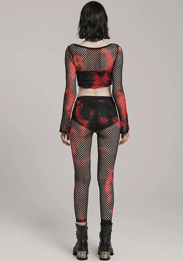 Badriyah Fishnet [Black/Red] | CROP TOP*