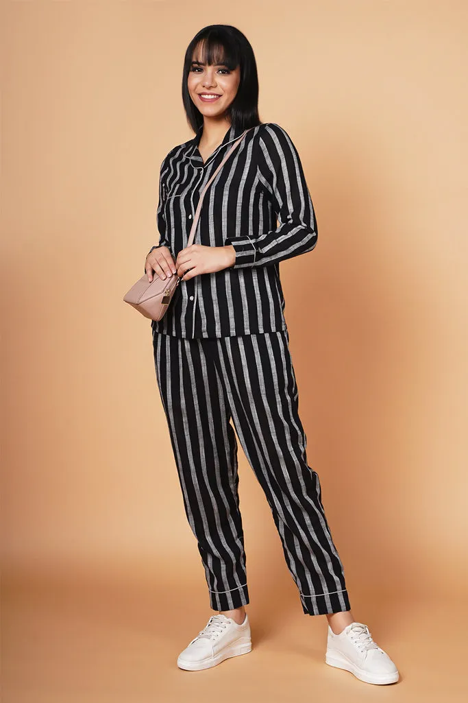 Black and Grey Striped Loungewear