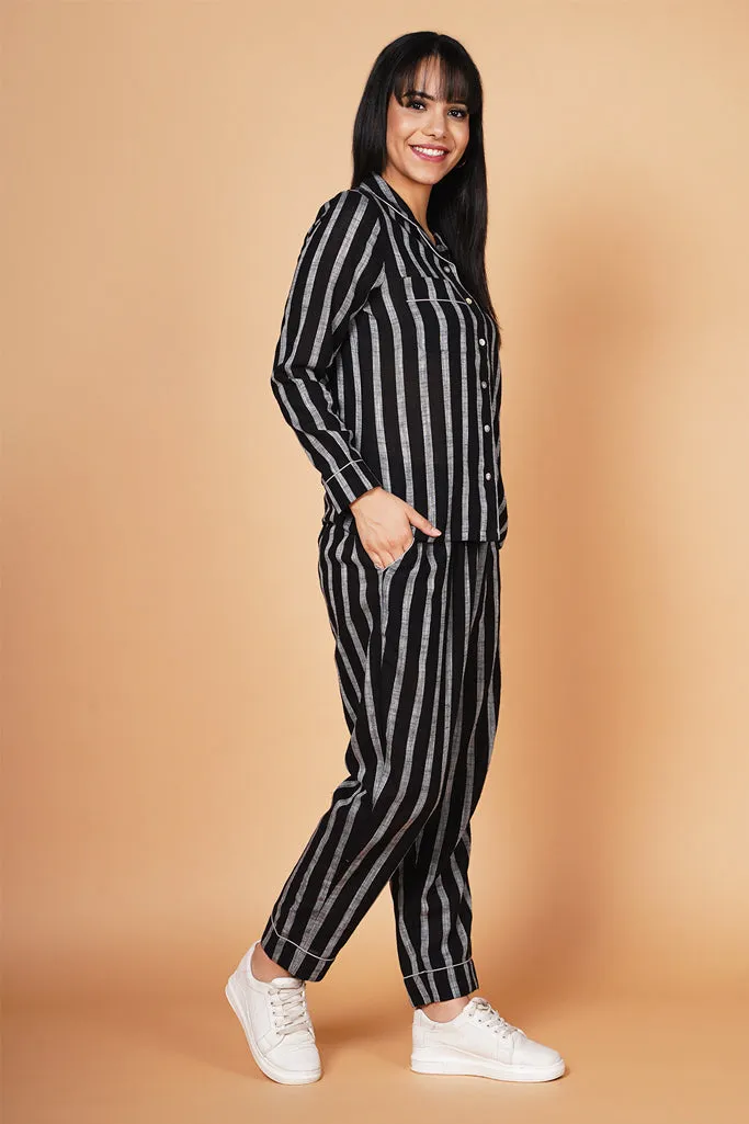 Black and Grey Striped Loungewear