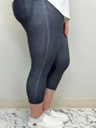 Black Denim Capri Leggings w/Back Pockets - #4223-4225