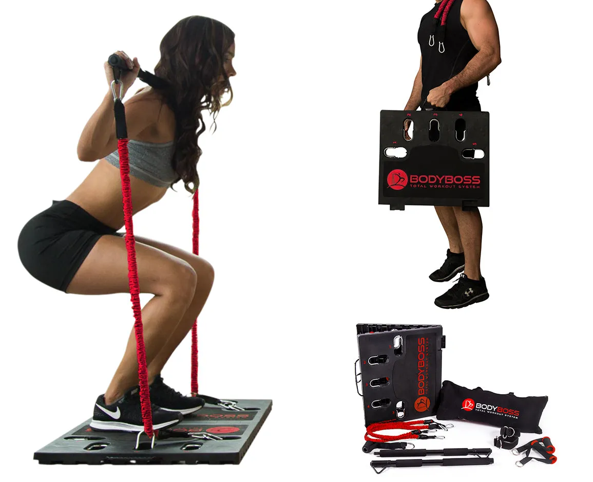 BodyBoss Home Gym 2.0 By 6Ave- Full Portable Gym Home Workout Bundle - PKG4-Red