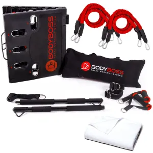 BodyBoss Home Gym 2.0 By 6Ave- Full Portable Gym Home Workout Bundle - PKG4-Red