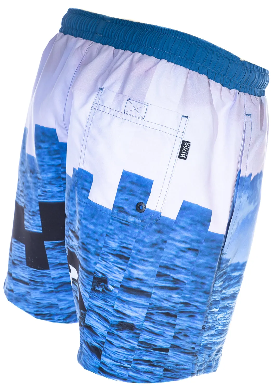 BOSS Paradise Fish Swim Short in Light Blue