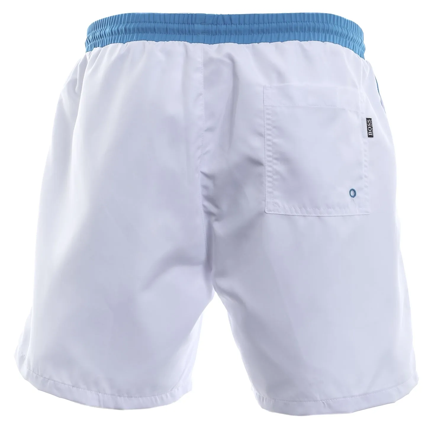 BOSS Starfish Swim Short in White & Turquoise