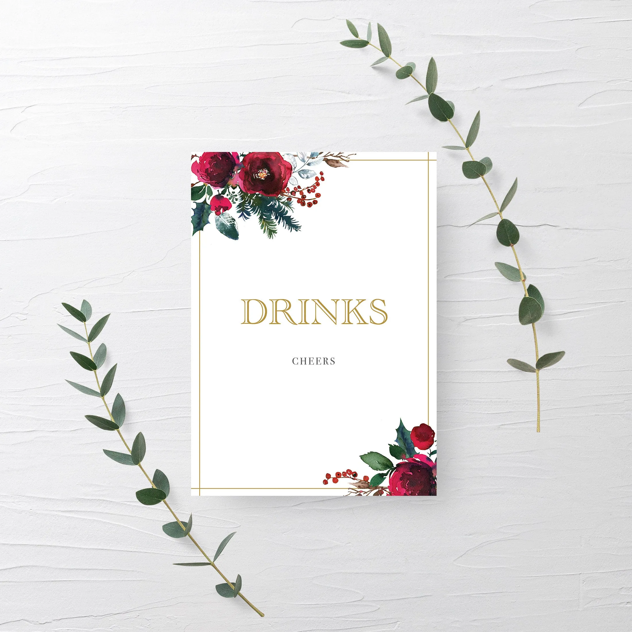 Christmas Party Drinks Sign Printable, INSTANT DOWNLOAD - CG100