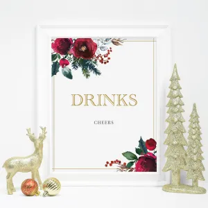 Christmas Party Drinks Sign Printable, INSTANT DOWNLOAD - CG100