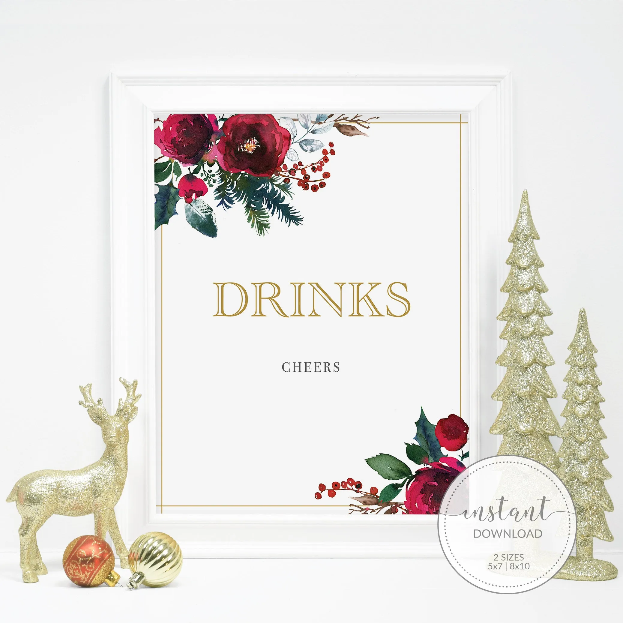 Christmas Party Drinks Sign Printable, INSTANT DOWNLOAD - CG100