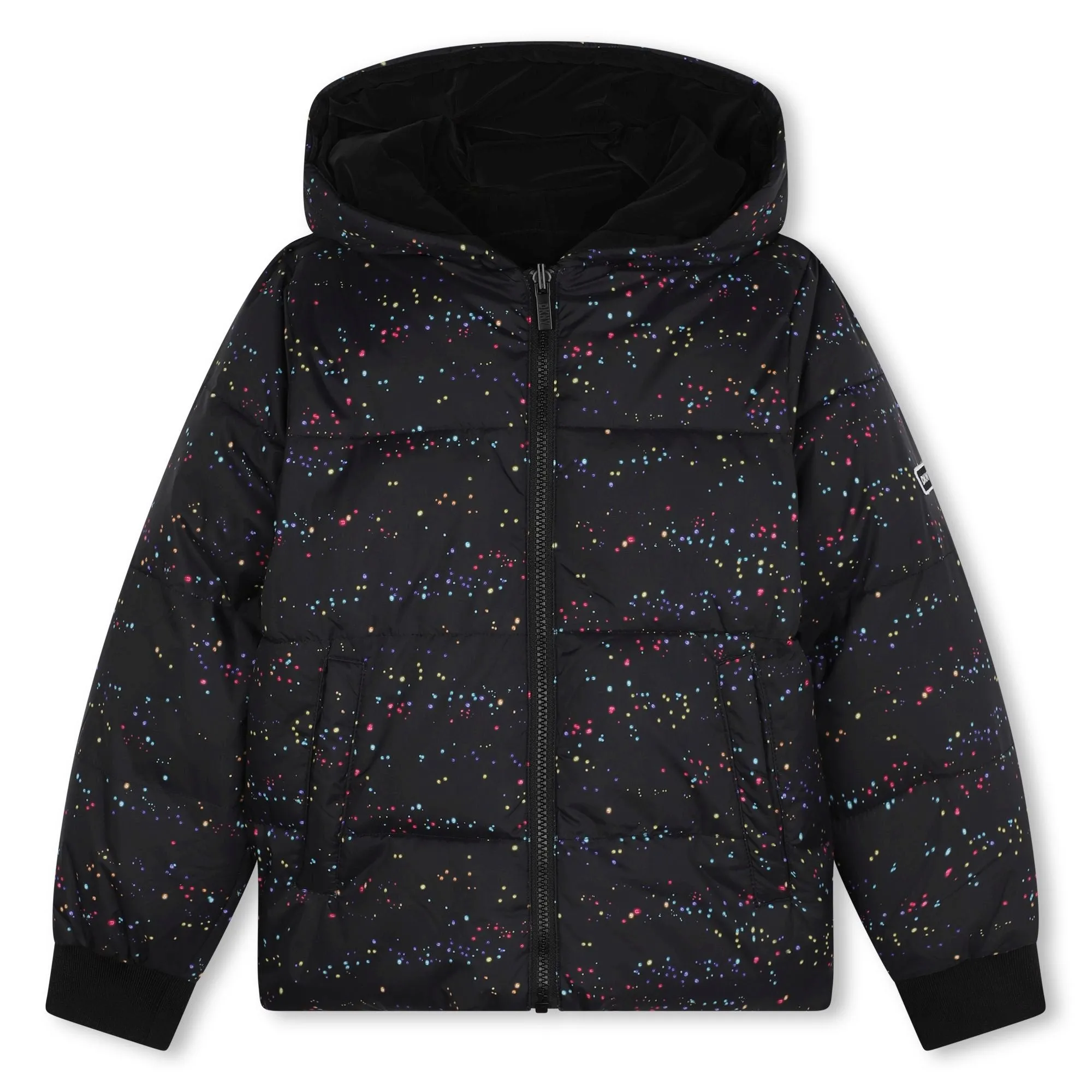 D60233-GIRLS REVERSIBLE HOODED JACKET -Black