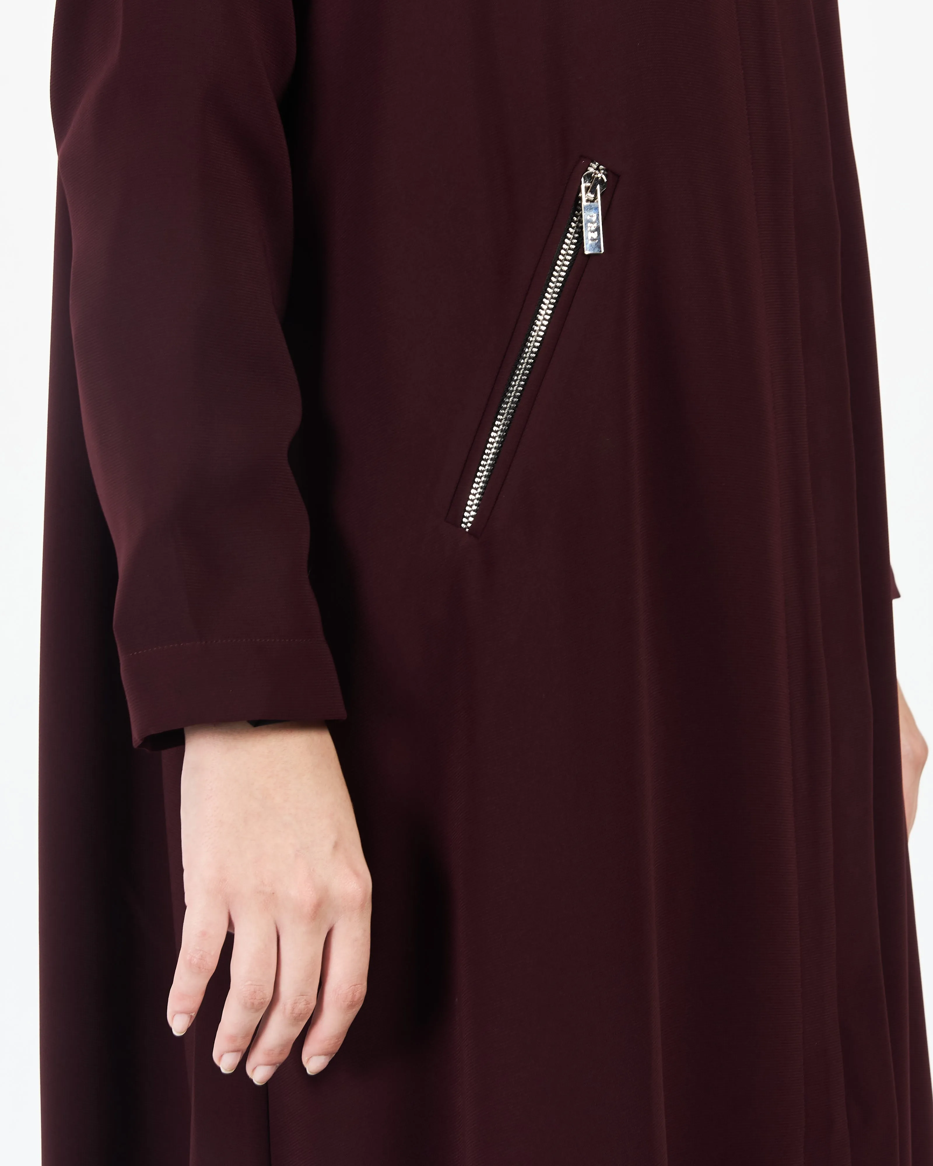 DIAGONAL ZIPPER POCKET ABAYA