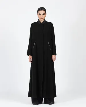 DIAGONAL ZIPPER POCKET ABAYA