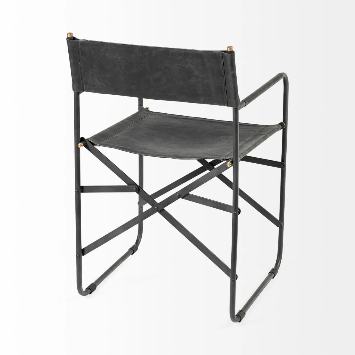 Direttore Dining Chair Black Leather | Black Metal