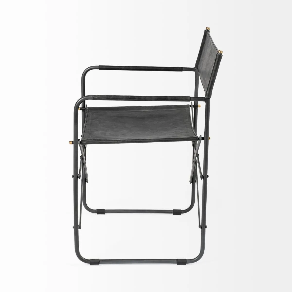 Direttore Dining Chair Black Leather | Black Metal