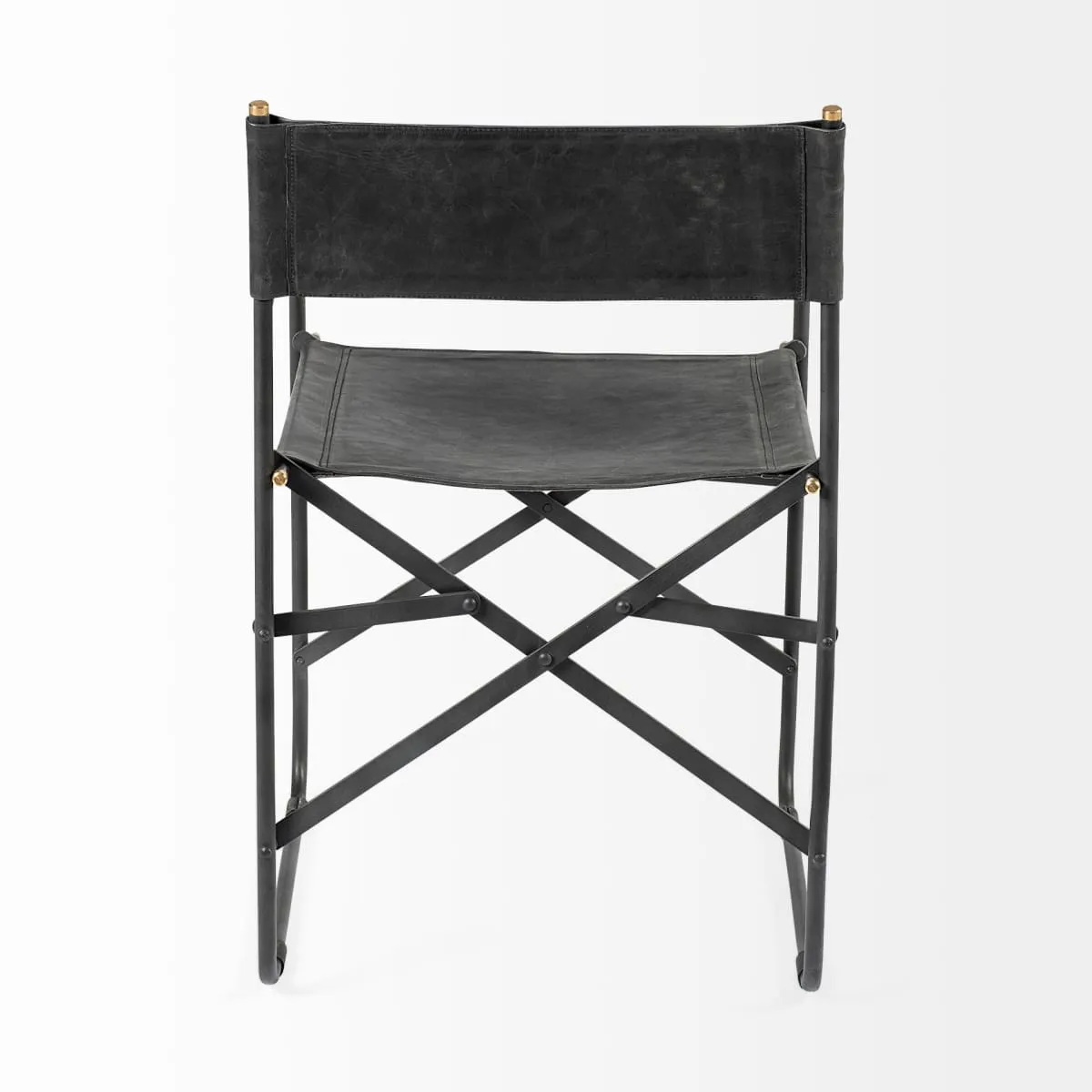 Direttore Dining Chair Black Leather | Black Metal