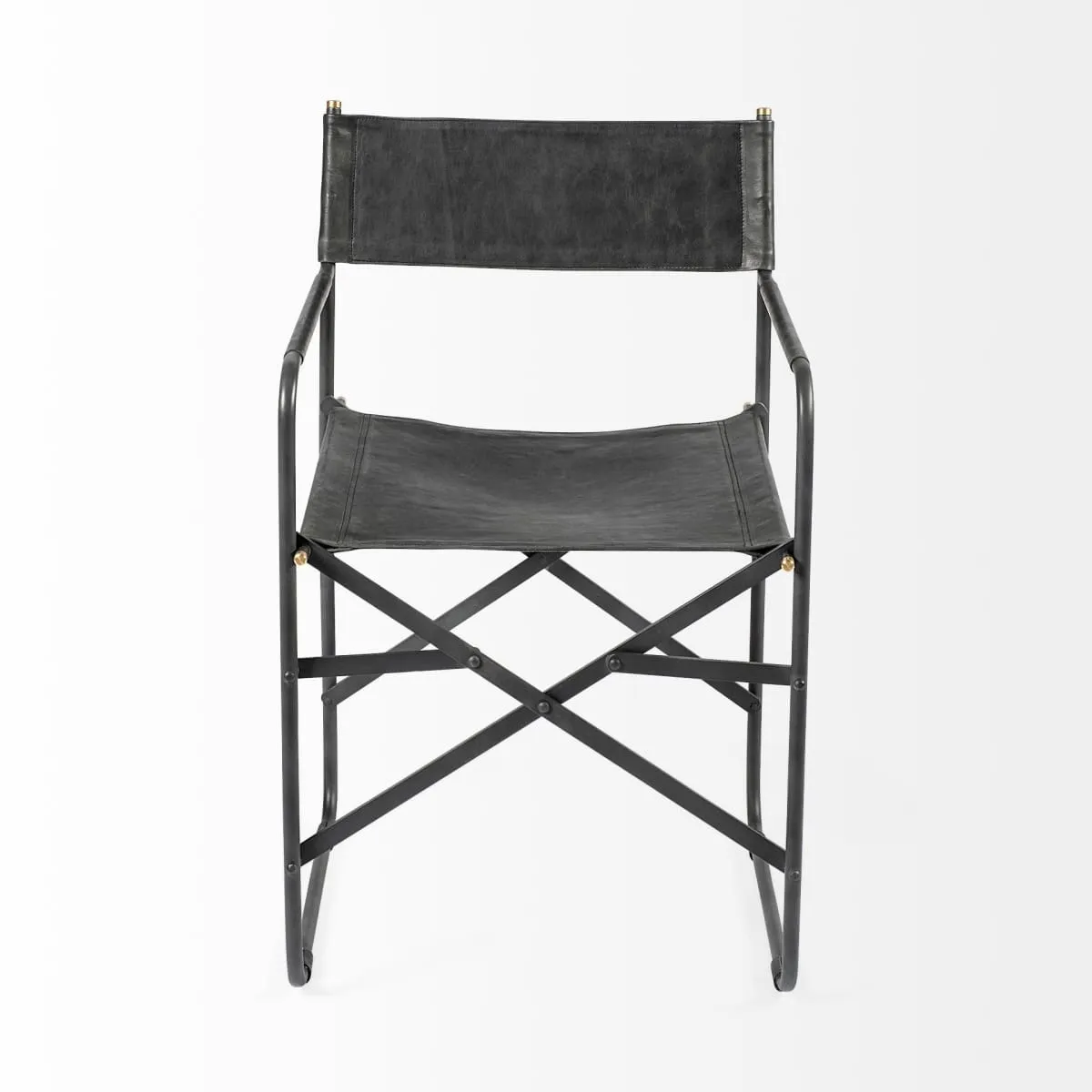 Direttore Dining Chair Black Leather | Black Metal