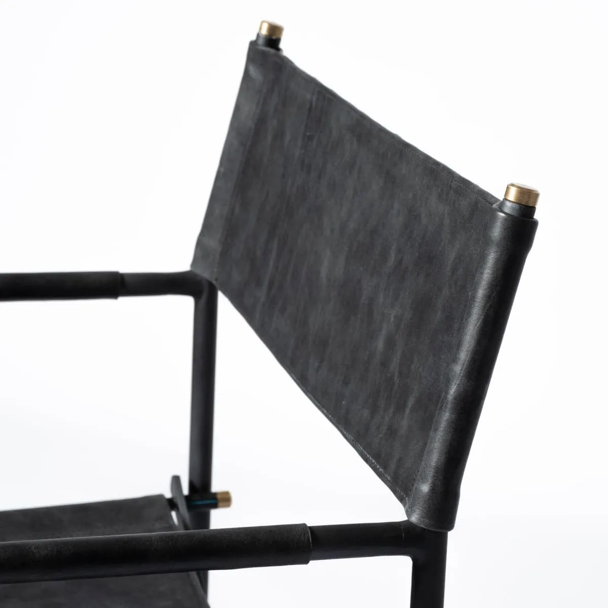 Direttore Dining Chair Black Leather | Black Metal