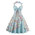 DressBetty - Bow Knot Front Sexy V-Neck Halter Party Vintage 50s Dress Backless Cotton Dresses