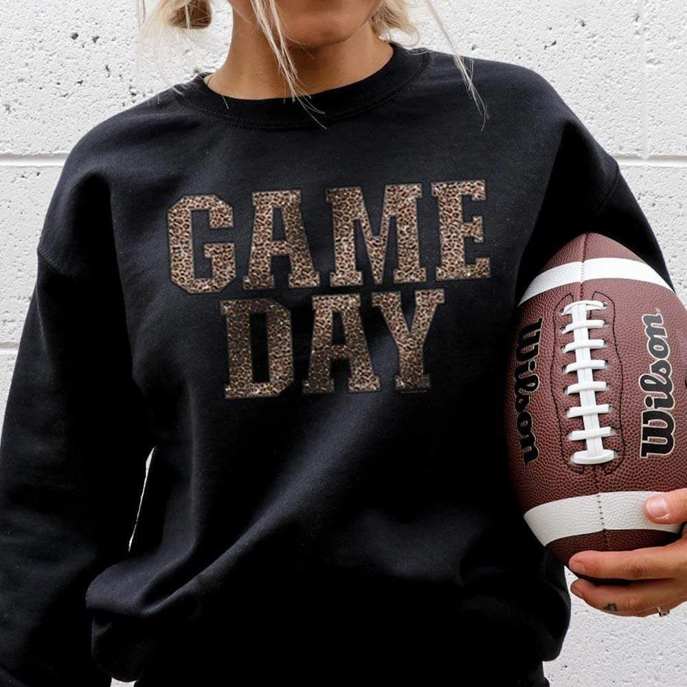 Gameday Leopard Print - White or Black fleece lined sweatshirt