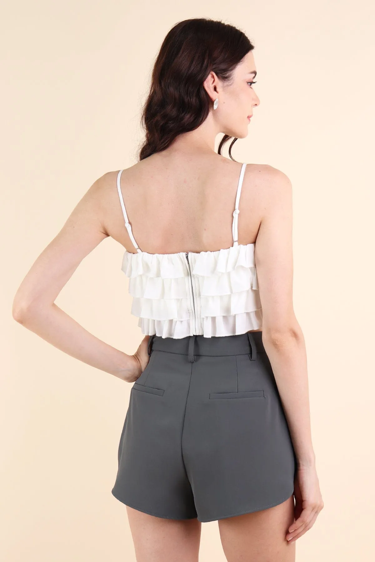 GEORGIA TIER RUFFLE TOP IN WHITE