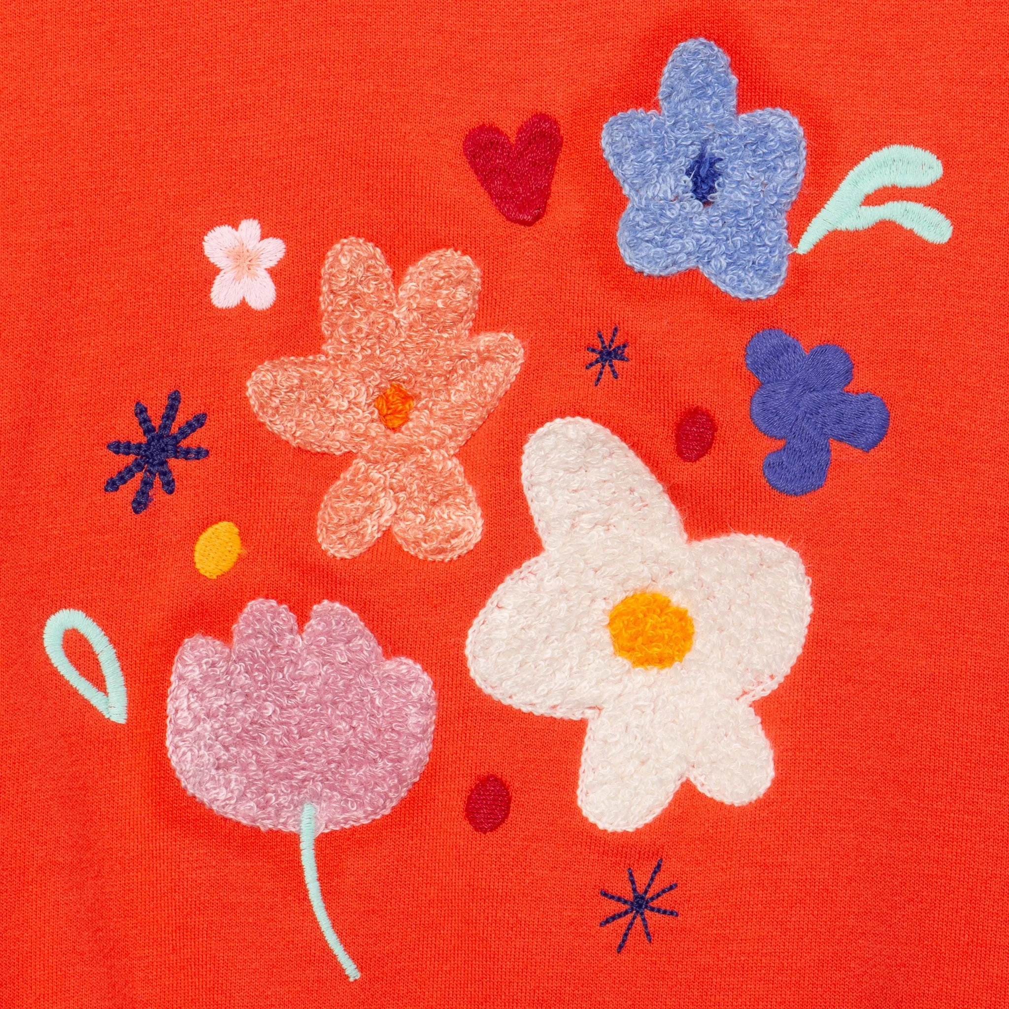 Girl's bouclé sweatshirt with flowers