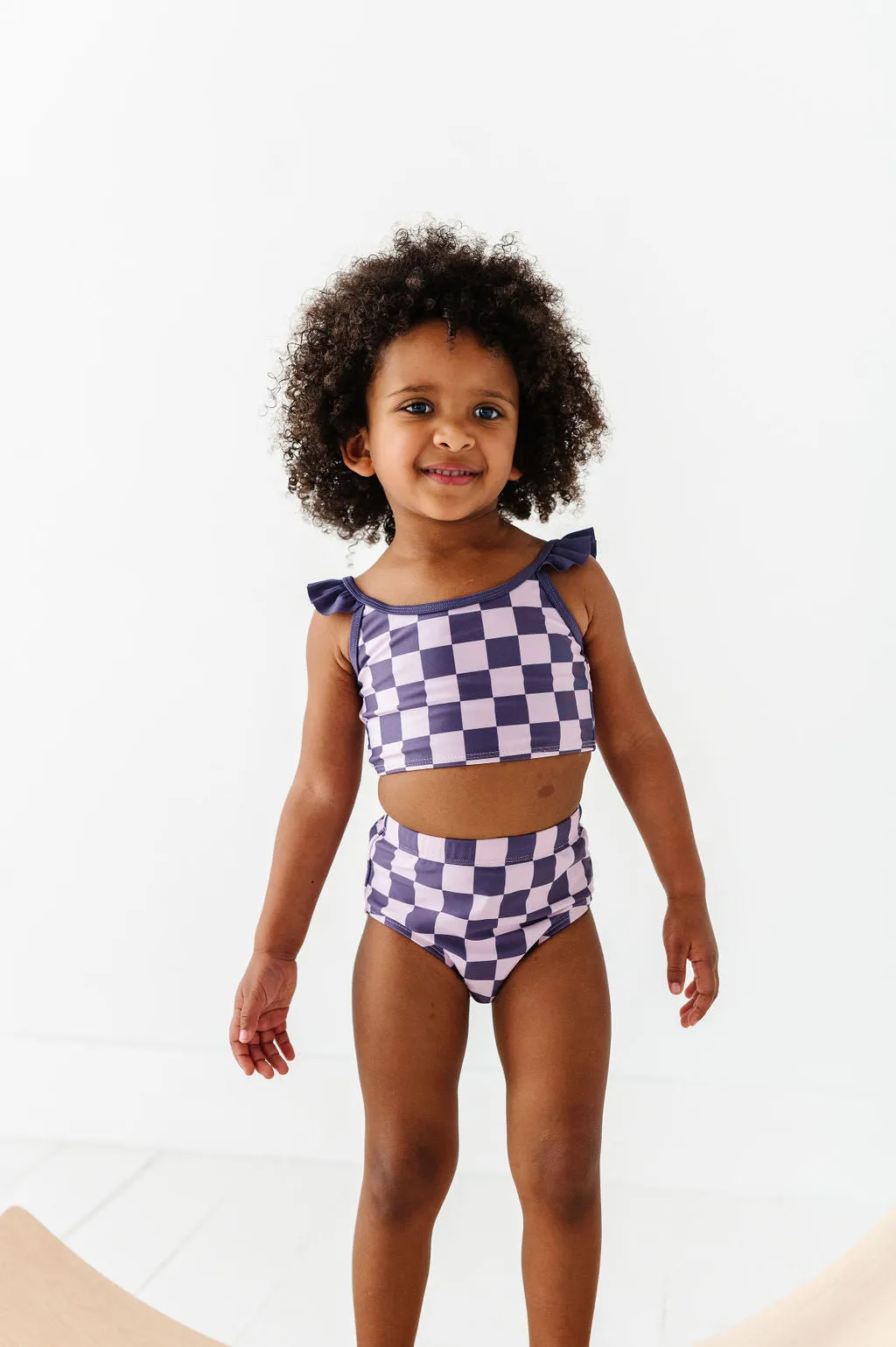 Girls Purple Check 2 Piece Suit