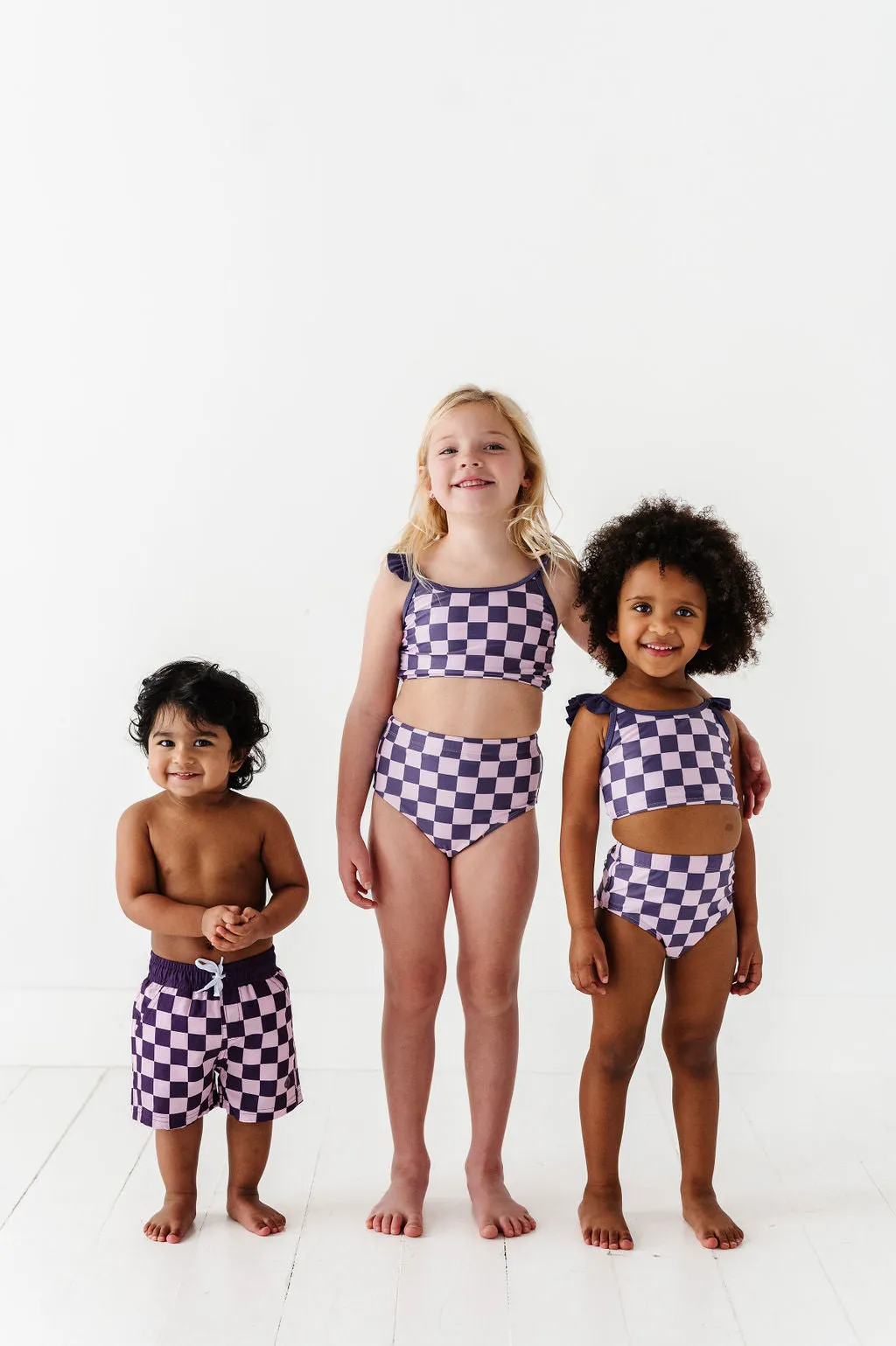 Girls Purple Check 2 Piece Suit