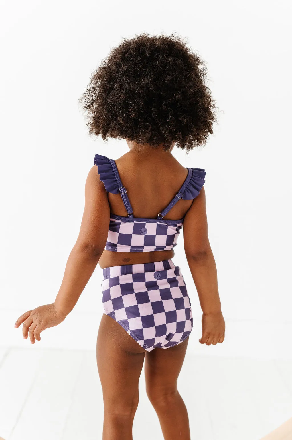 Girls Purple Check 2 Piece Suit