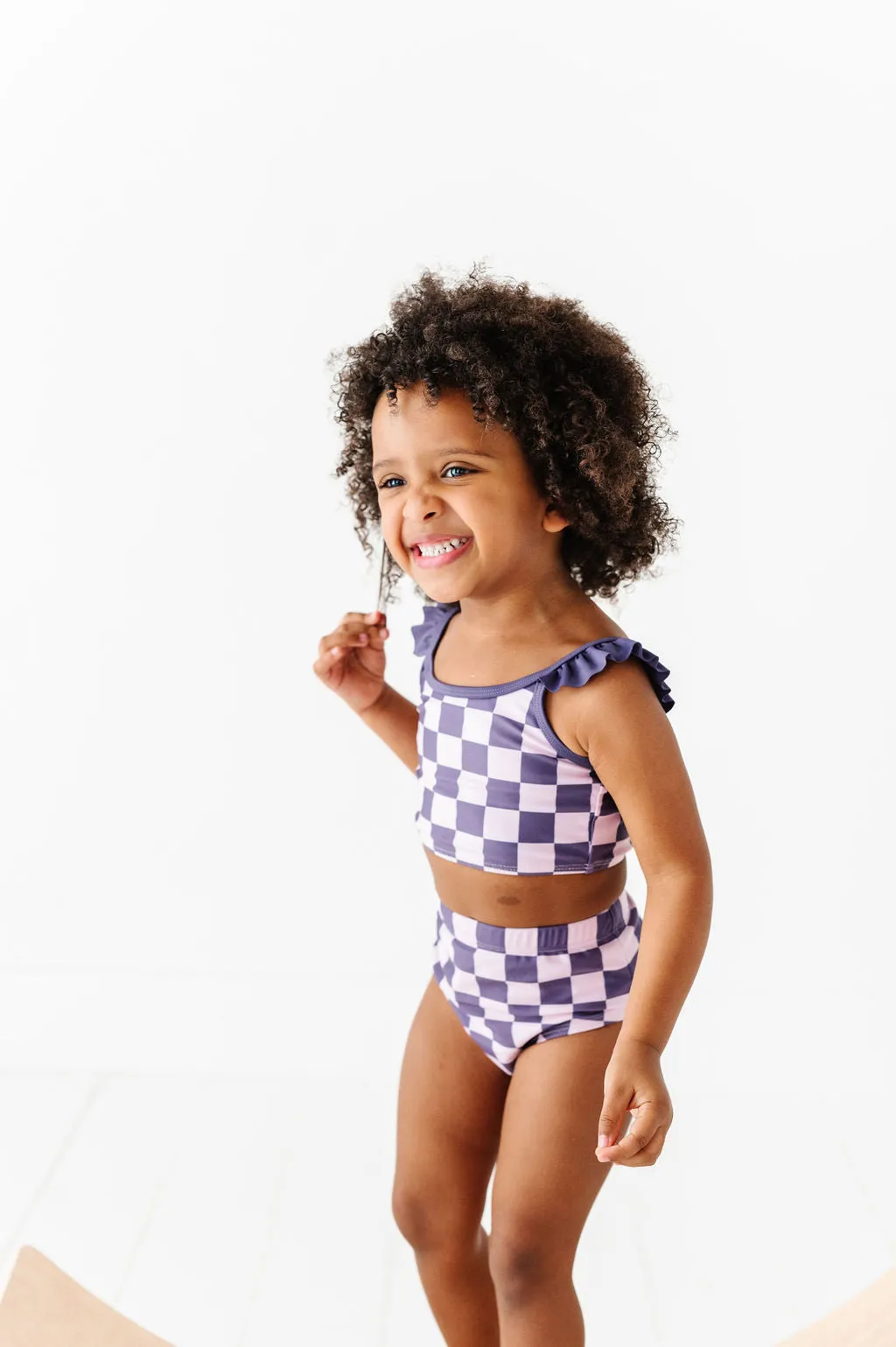 Girls Purple Check 2 Piece Suit