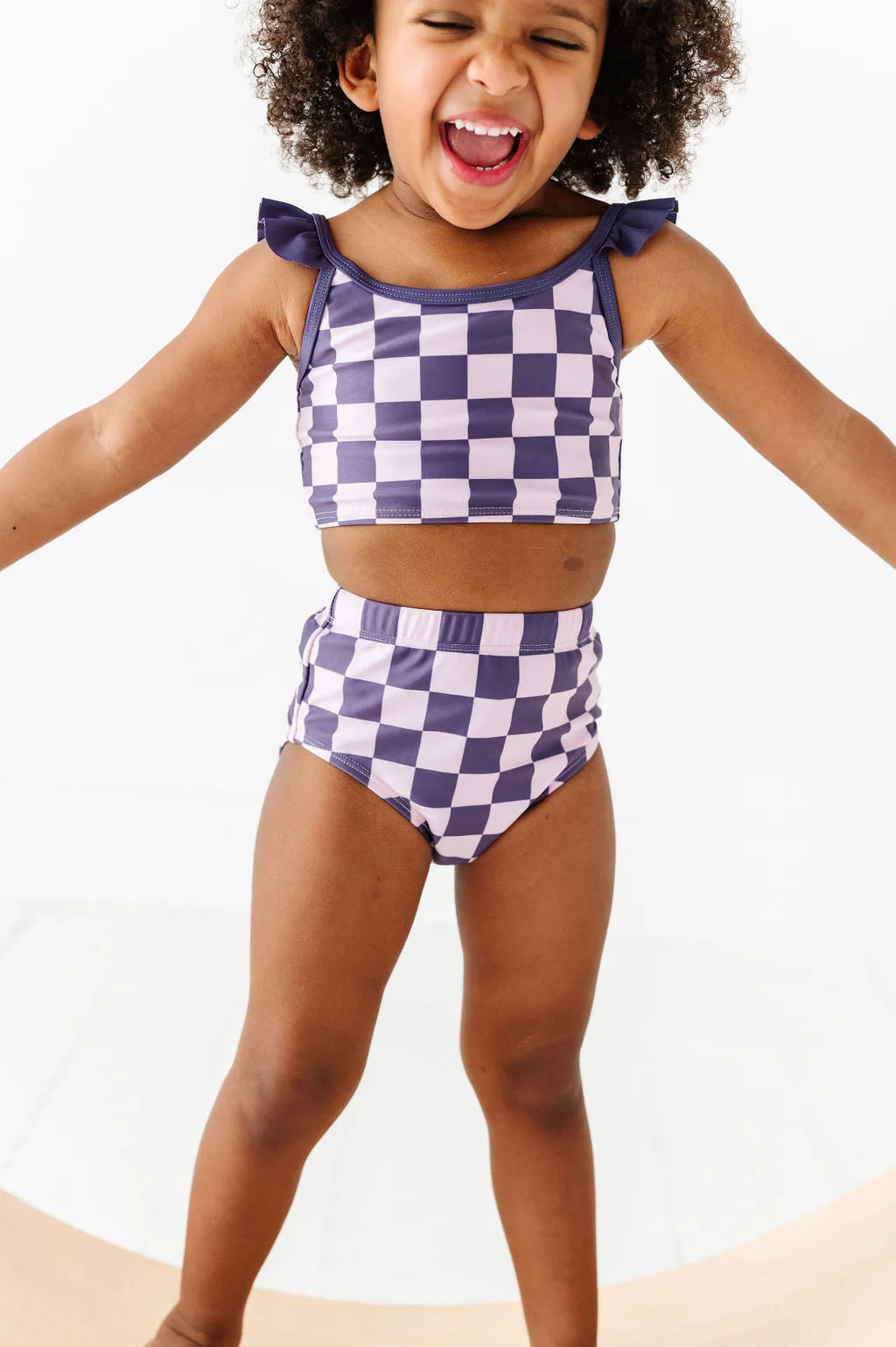 Girls Purple Check 2 Piece Suit