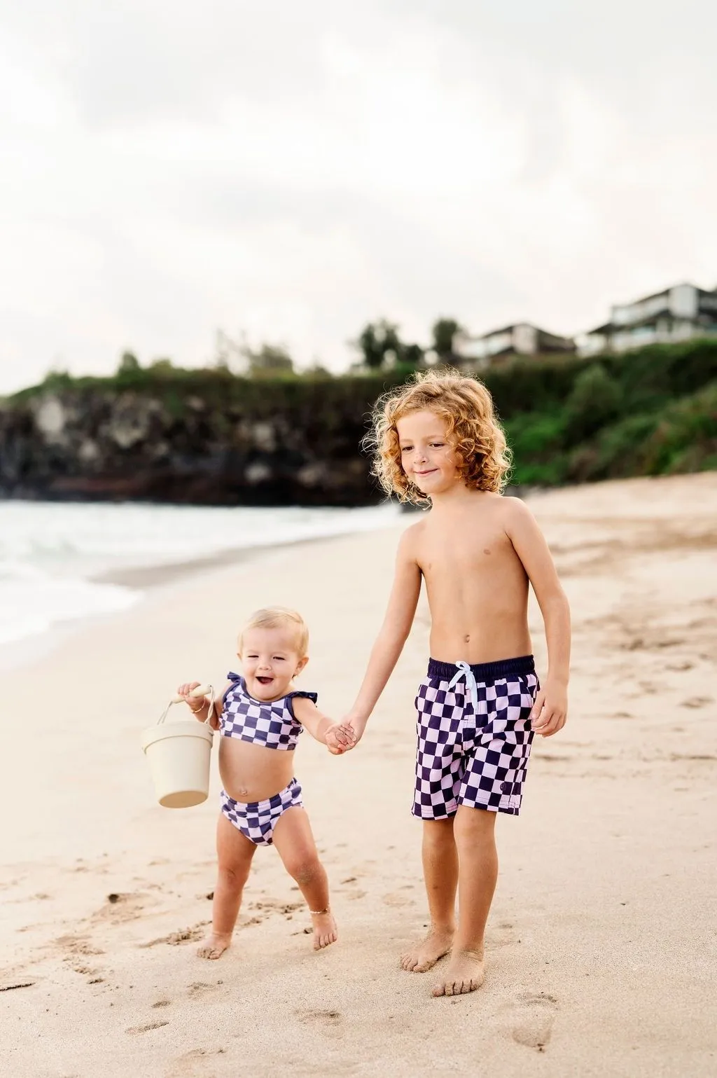 Girls Purple Check 2 Piece Suit