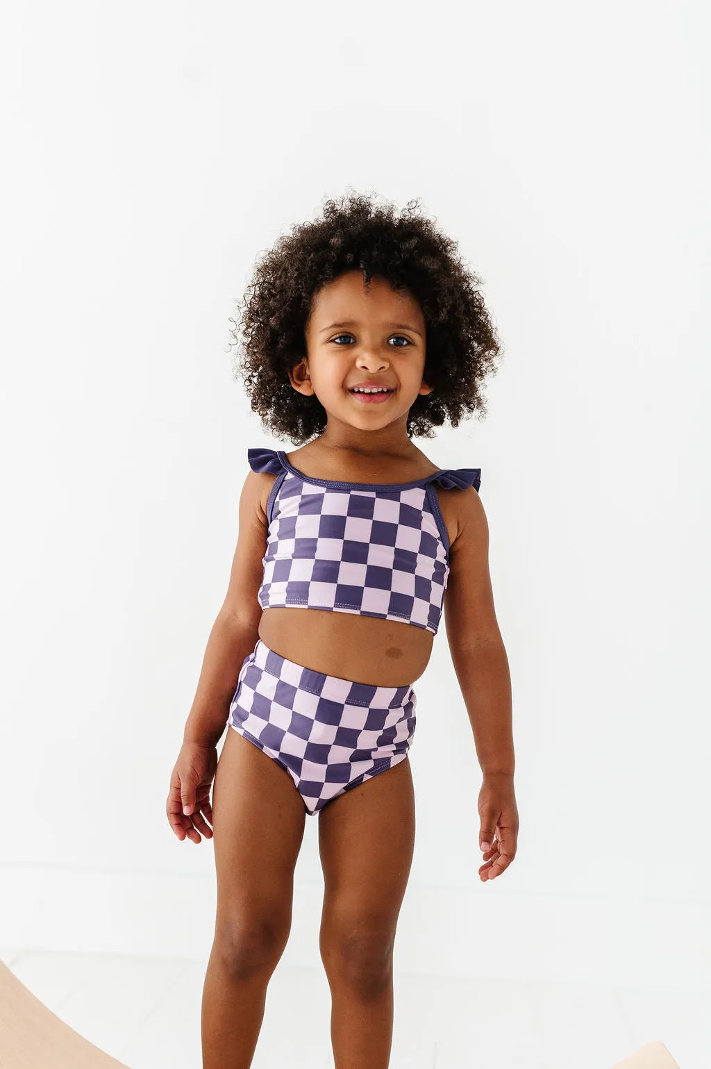 Girls Purple Check 2 Piece Suit