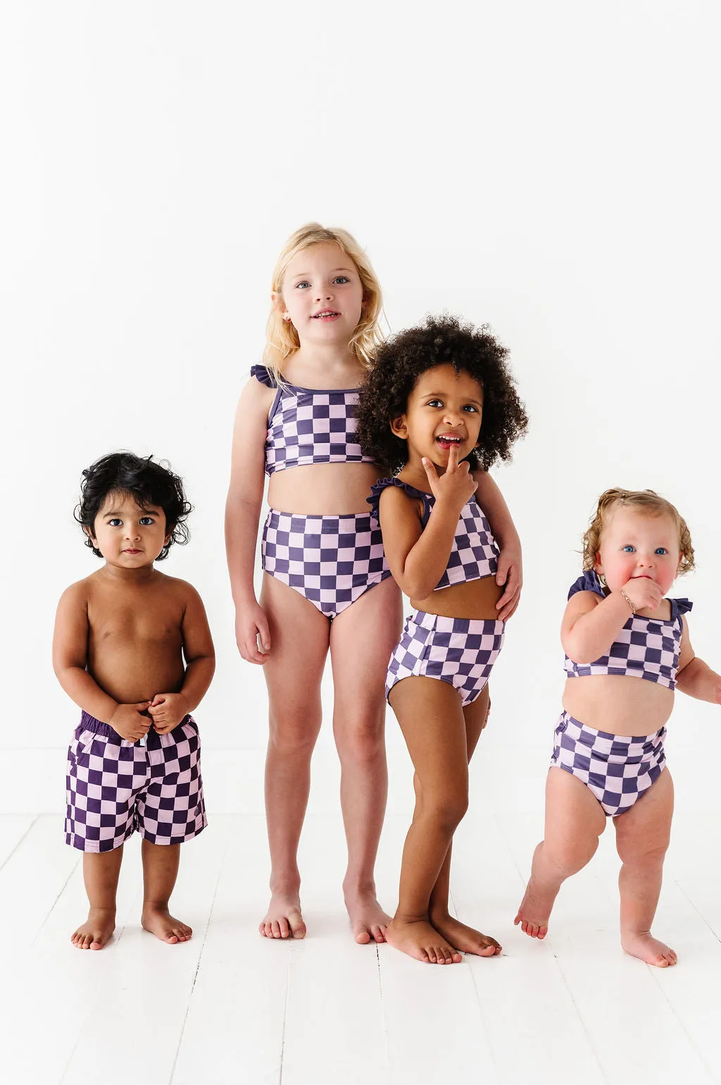 Girls Purple Check 2 Piece Suit