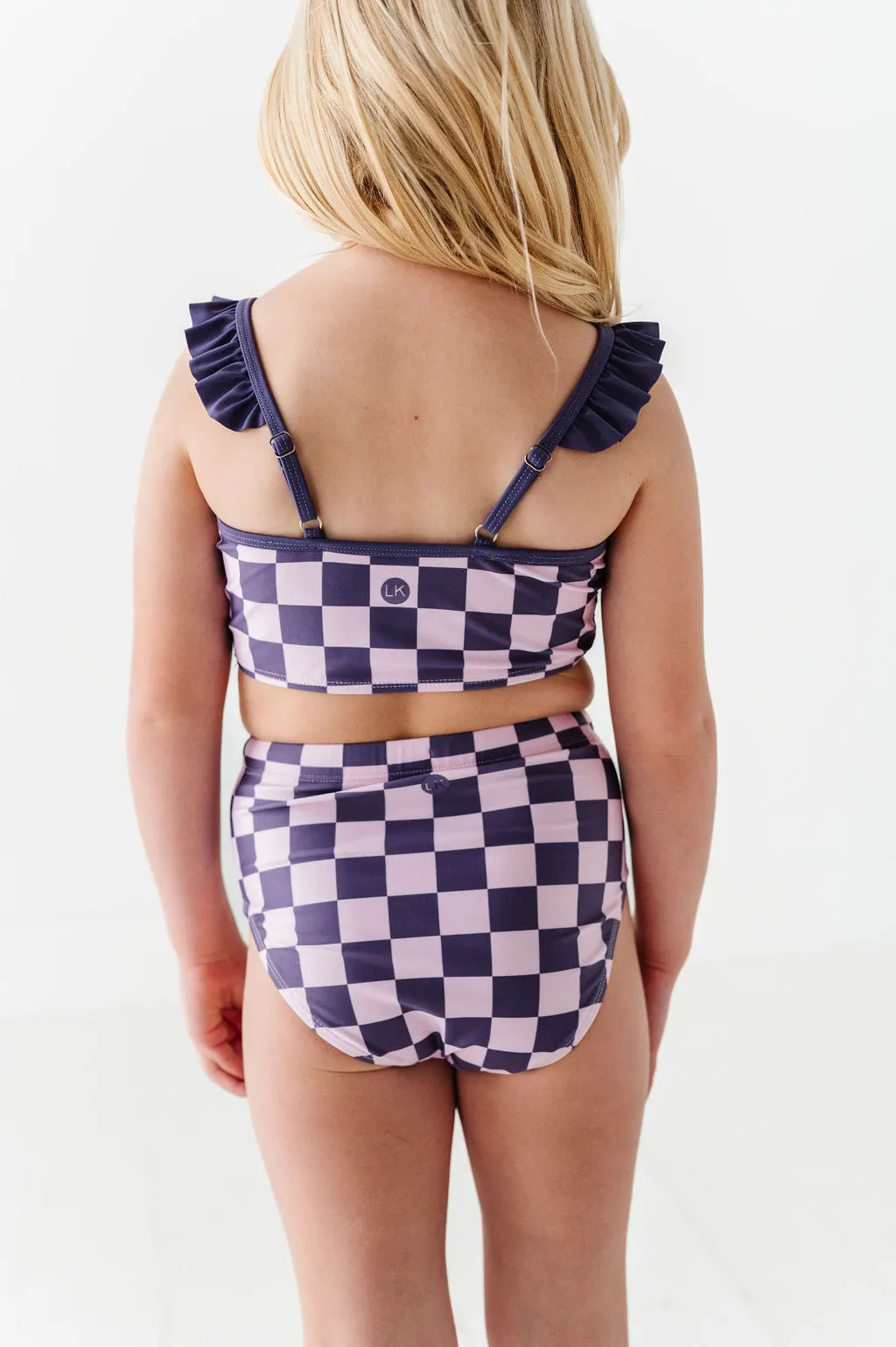 Girls Purple Check 2 Piece Suit