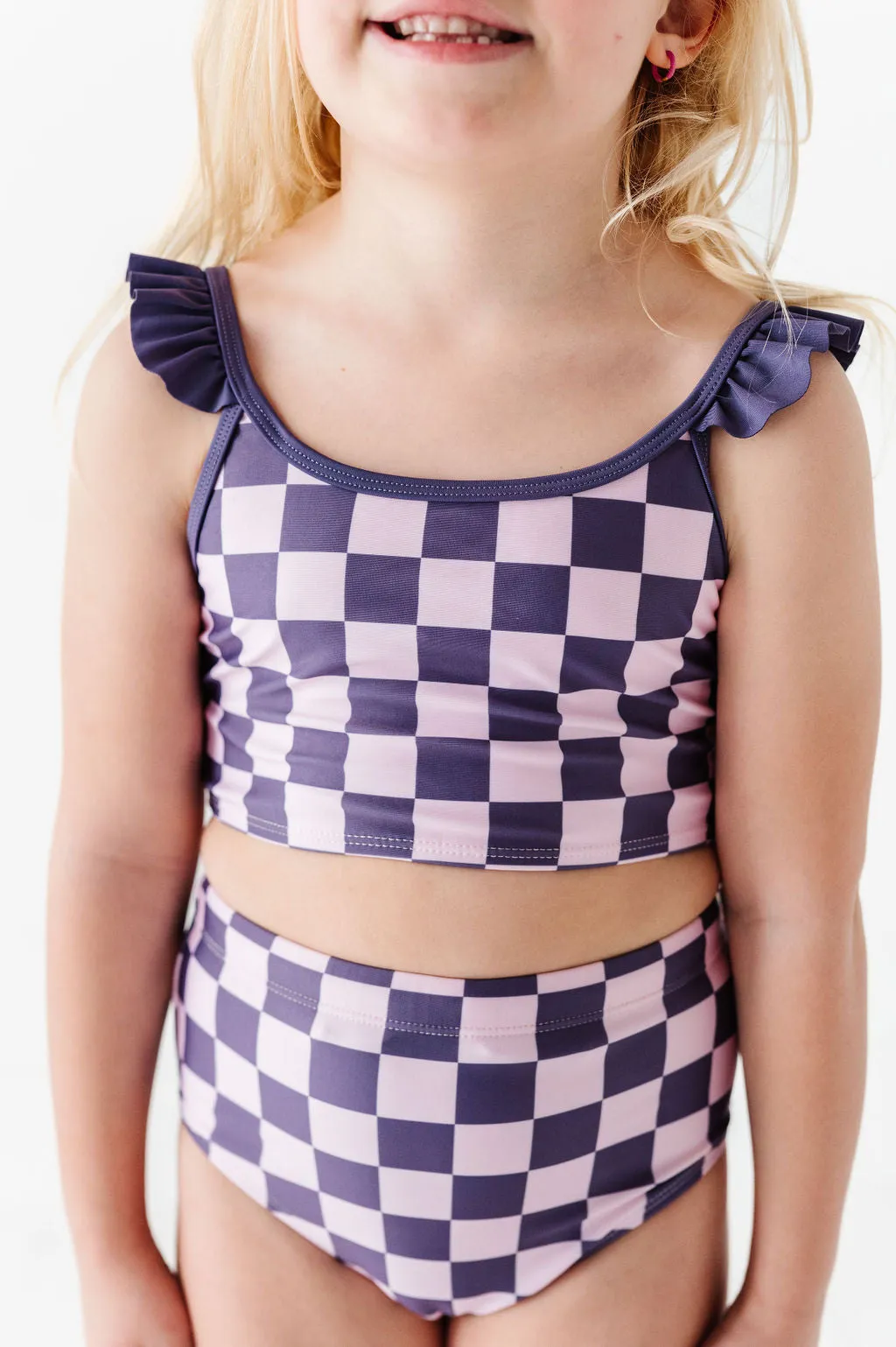 Girls Purple Check 2 Piece Suit