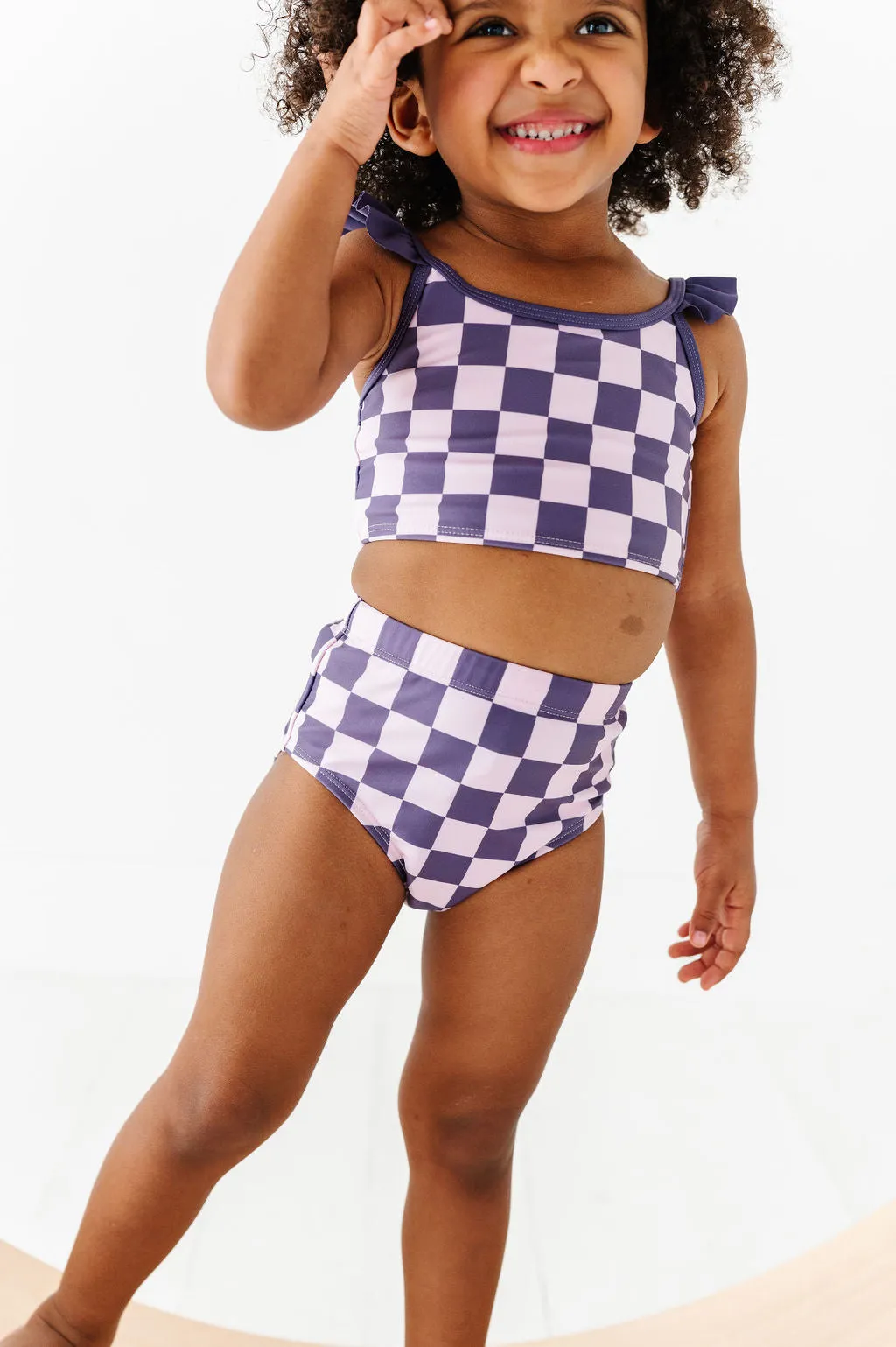 Girls Purple Check 2 Piece Suit