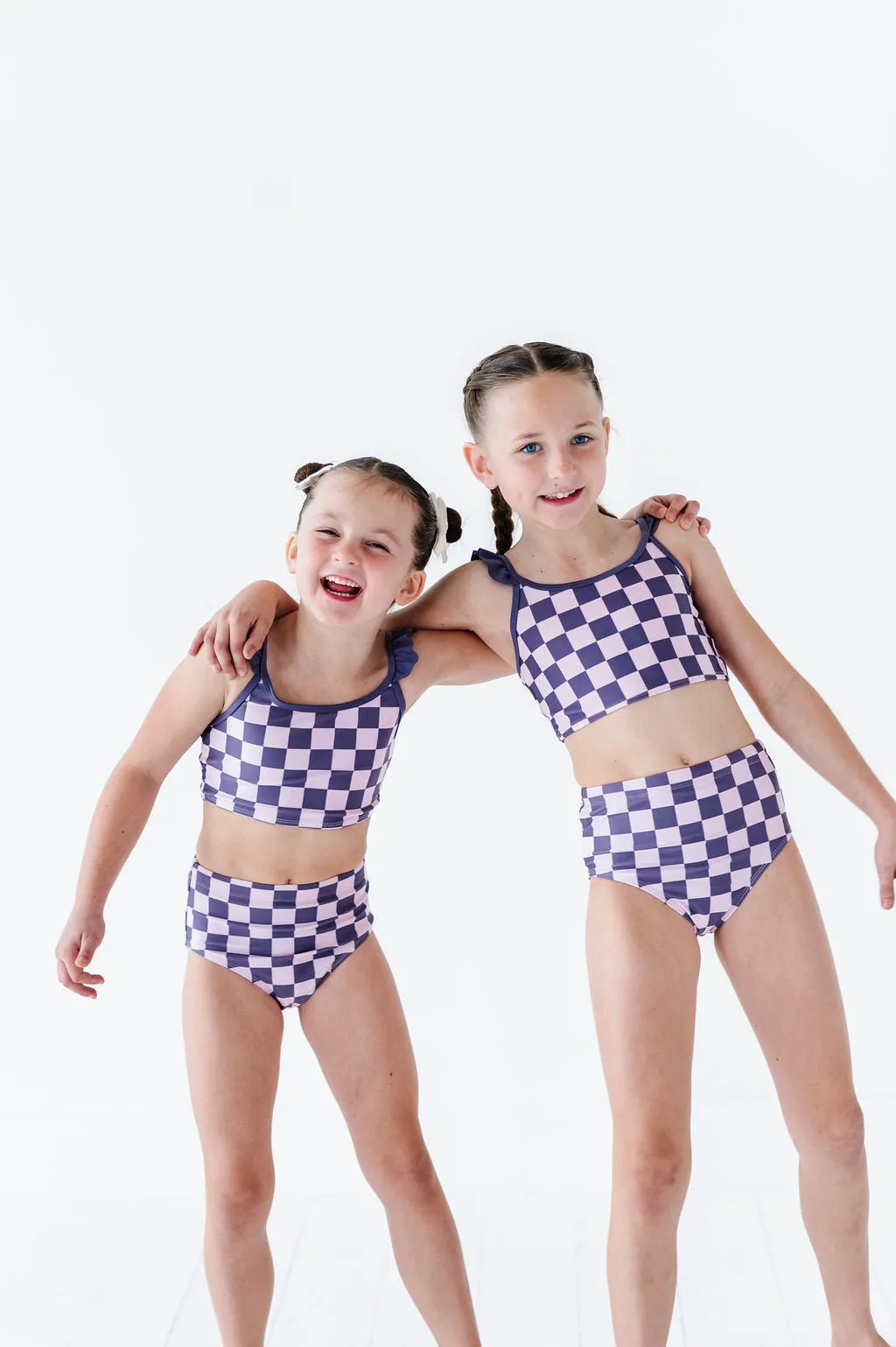 Girls Purple Check 2 Piece Suit