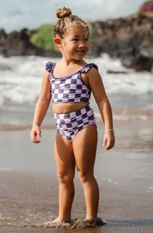 Girls Purple Check 2 Piece Suit