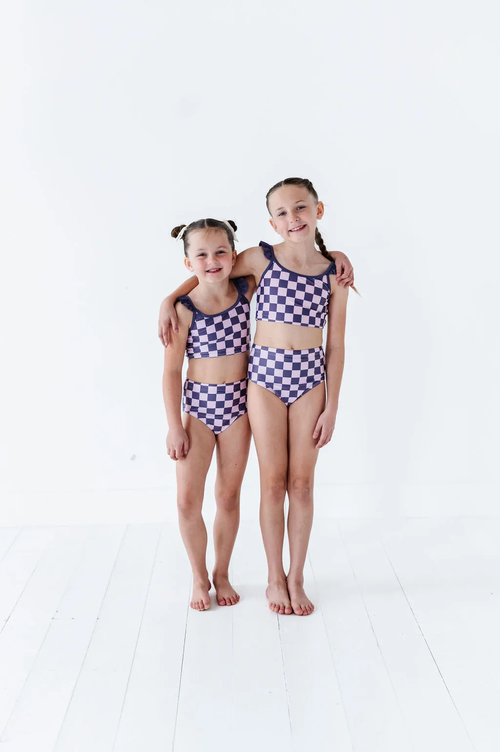 Girls Purple Check 2 Piece Suit