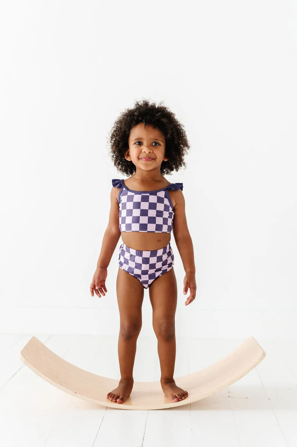 Girls Purple Check 2 Piece Suit