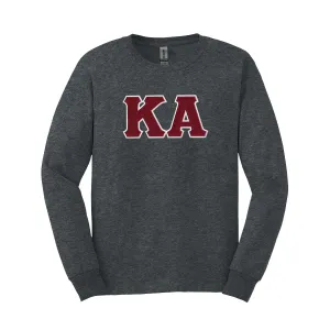 Kappa Alpha Dark Heather Long Sleeve Tee with Sewn On Letters