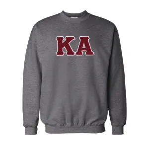 Kappa Alpha Dark Heather Sewn On Letter Crewneck Sweatshirt