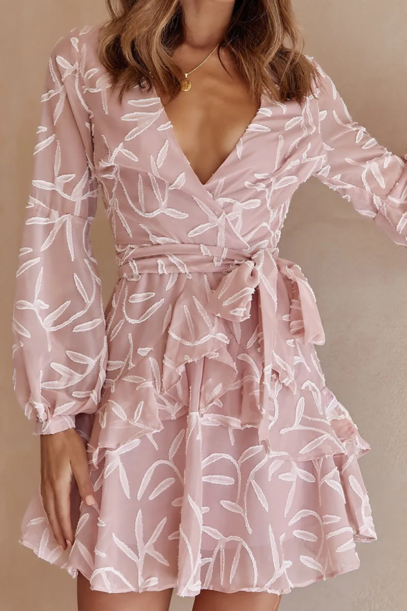 Layer Ruffles Wrap Mini Dress