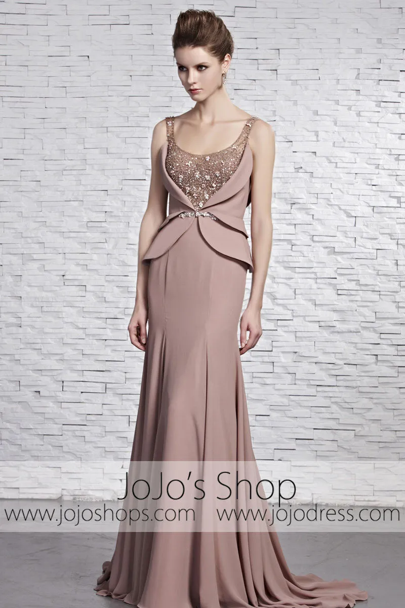 Mocha Brown Stylish Vogue Low Back Evening Formal Dress CX881595