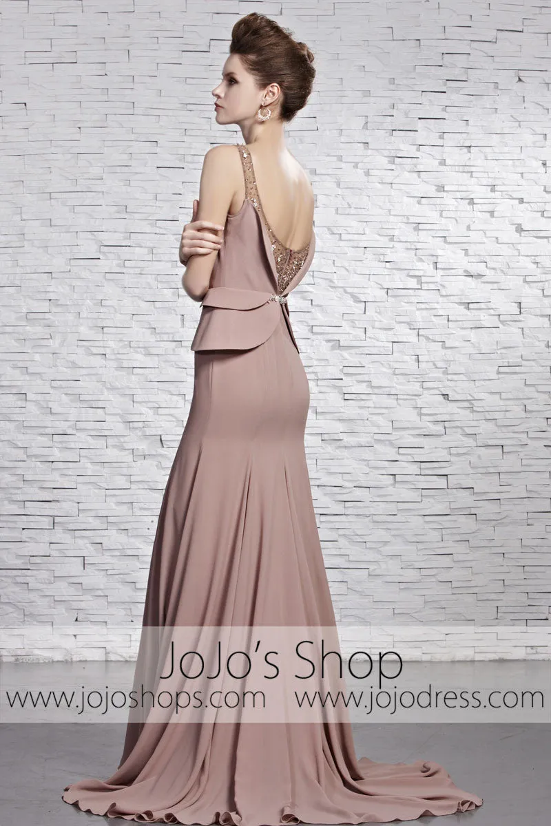 Mocha Brown Stylish Vogue Low Back Evening Formal Dress CX881595