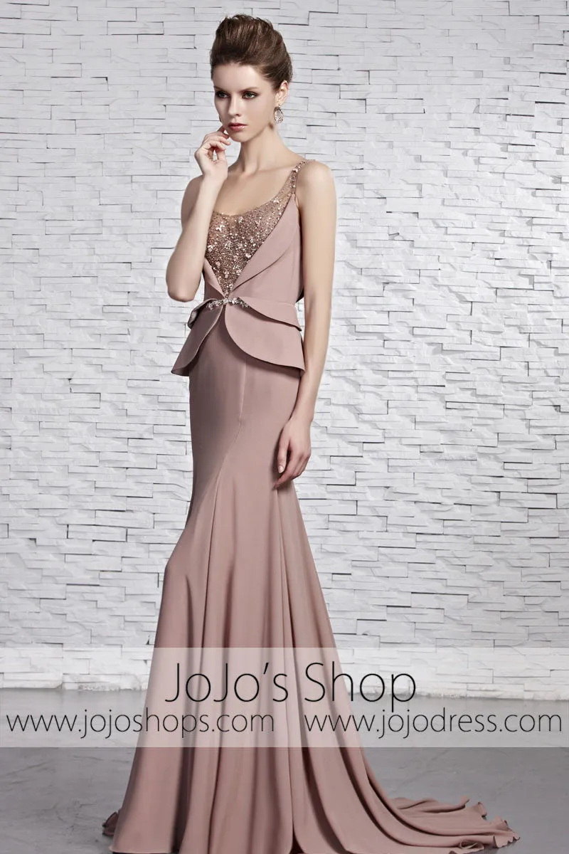 Mocha Brown Stylish Vogue Low Back Evening Formal Dress CX881595